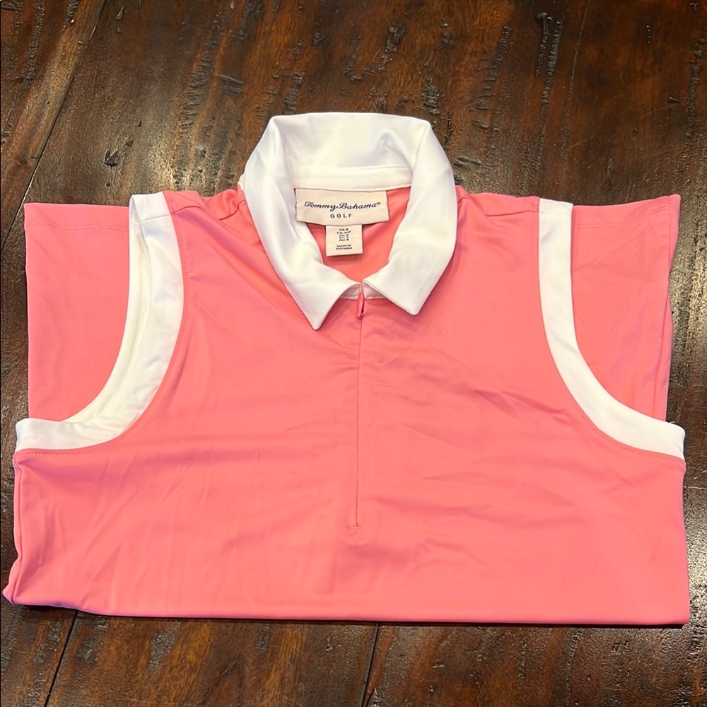Tommy Bahama Pink and White Golf Shirt